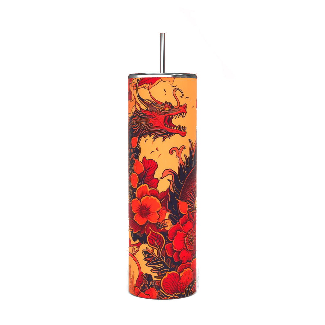 20oz Skinny Red dragon print Tumbler