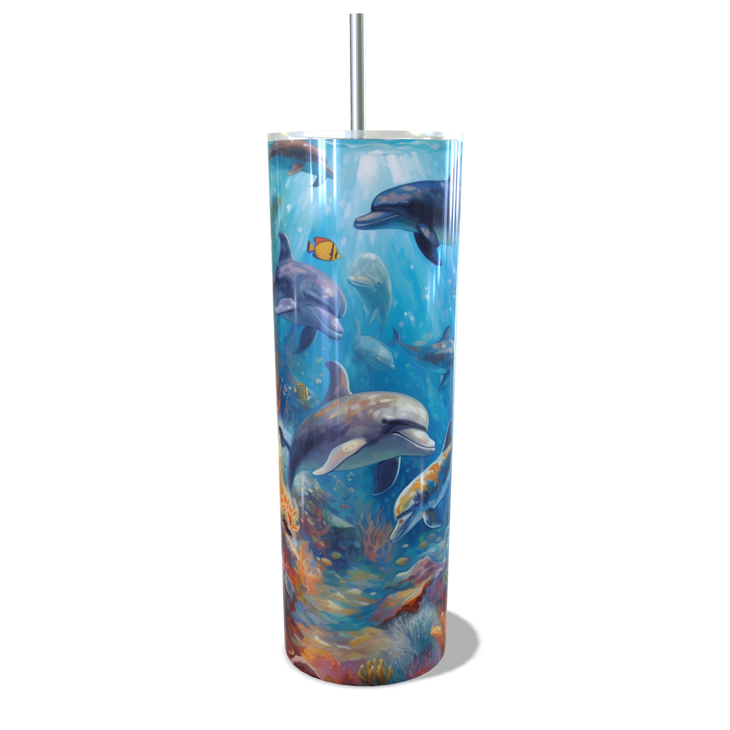 20oz Skinny Ocean life print Tumbler