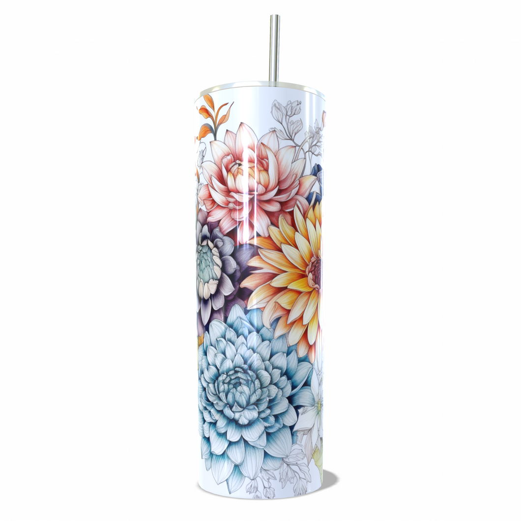 20oz Skinny Flower 3 print Tumbler