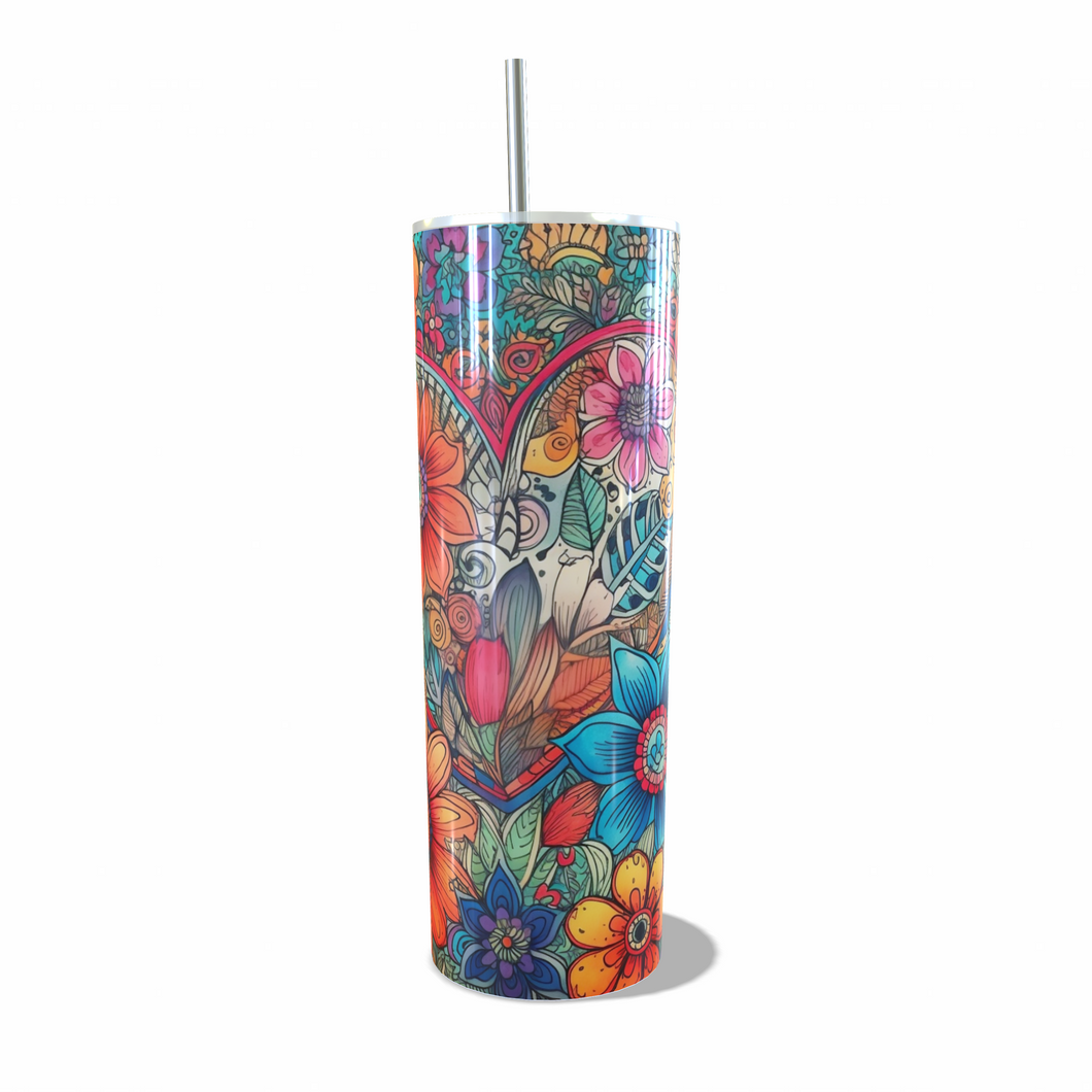 20oz Skinny Butterly and flower print Tumbler